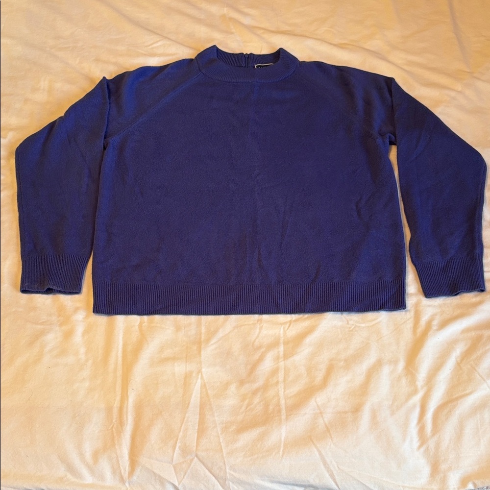 Karen Scott Women’s Petite Large Royal Blue Crewneck Sweater